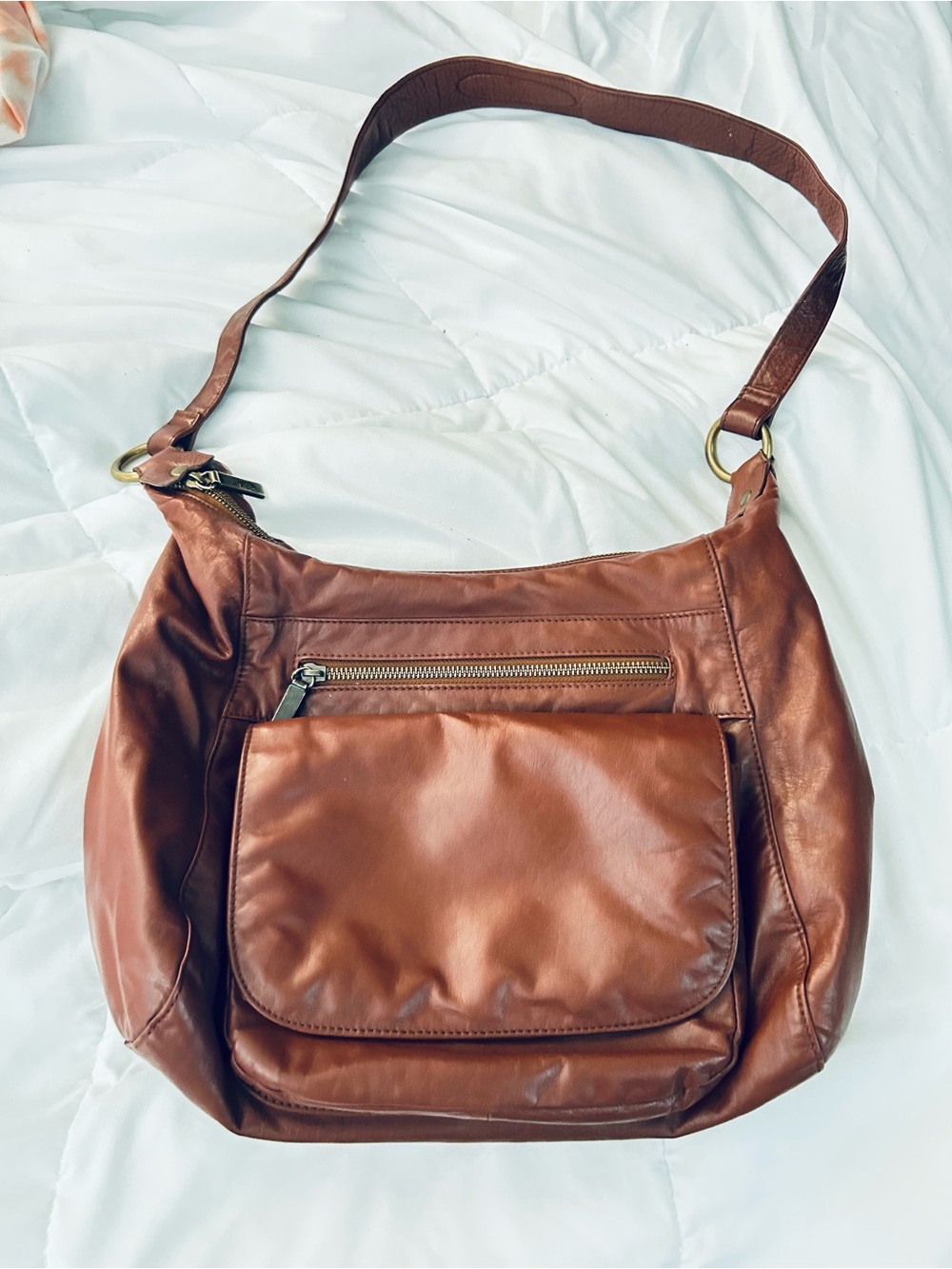Classic Leather Genuine HOBO Shoulder Bag in Brown